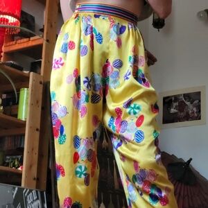 Simon Chang Vintage High Waisted Trousers Yellow Boho Pants - 26"